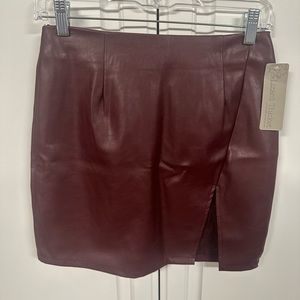 Anna Grace Burgundy Leather Skirt - NWT
